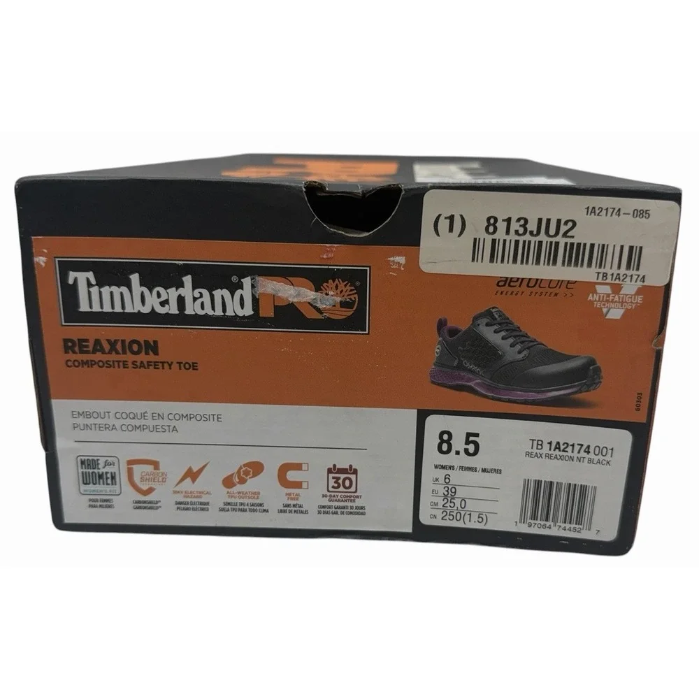 Timberland PRO Reaxion Women's‎ 8.5 Composite Toe Work Shoes Black Purple New